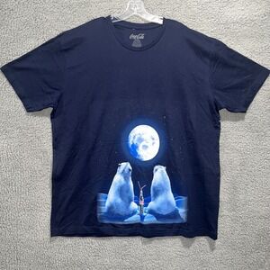 NWOT Coca Cola T Shirt Men's 3XL XXX Blue Polar Bears Sit‎ Moon Share Bottle Tee